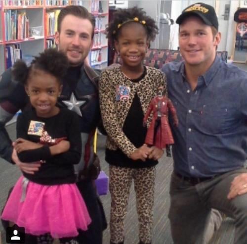 Chris Pratt and Chris Evans at Seattle Children's Hospital