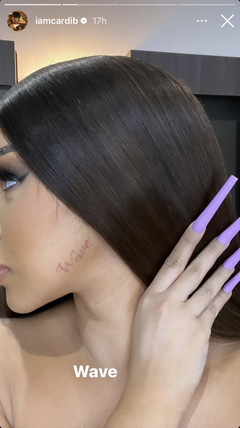 Cardi B's "Wave" Face Tattoo