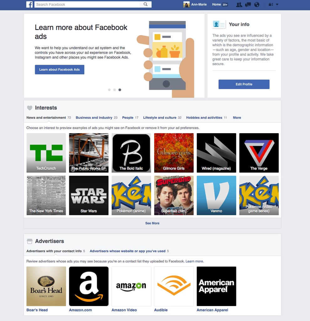 Start by visiting Facebook's Ad Preferences page.