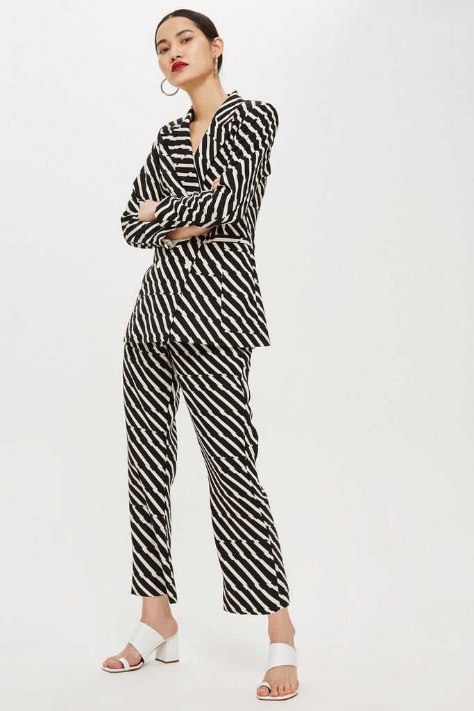 Topshop Zig Zag Kick Flare Suit | Gigi Hadid's Striped Marc Jacobs Suit ...