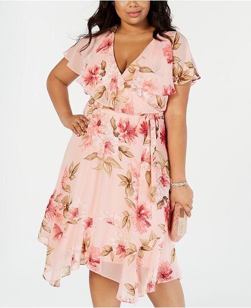 Jessica Howard Plus Size Floral Capelet Dress