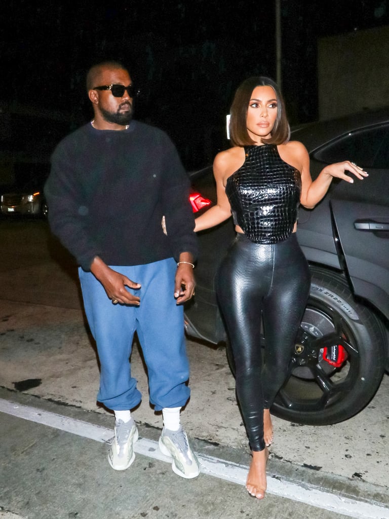 Kim Kardashian Black Leather Outfit LA July 2019