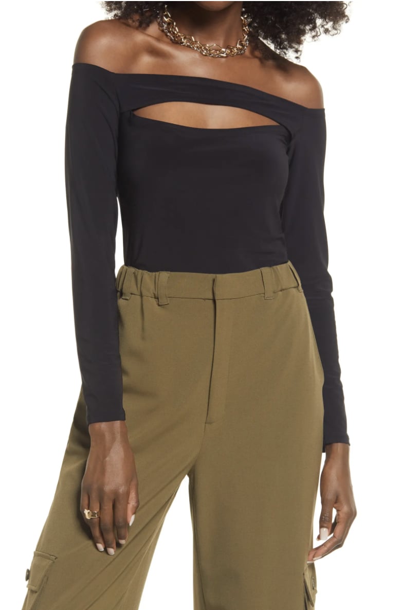 A Cutout Moment: Open Edit Off the Shoulder Cutout Top