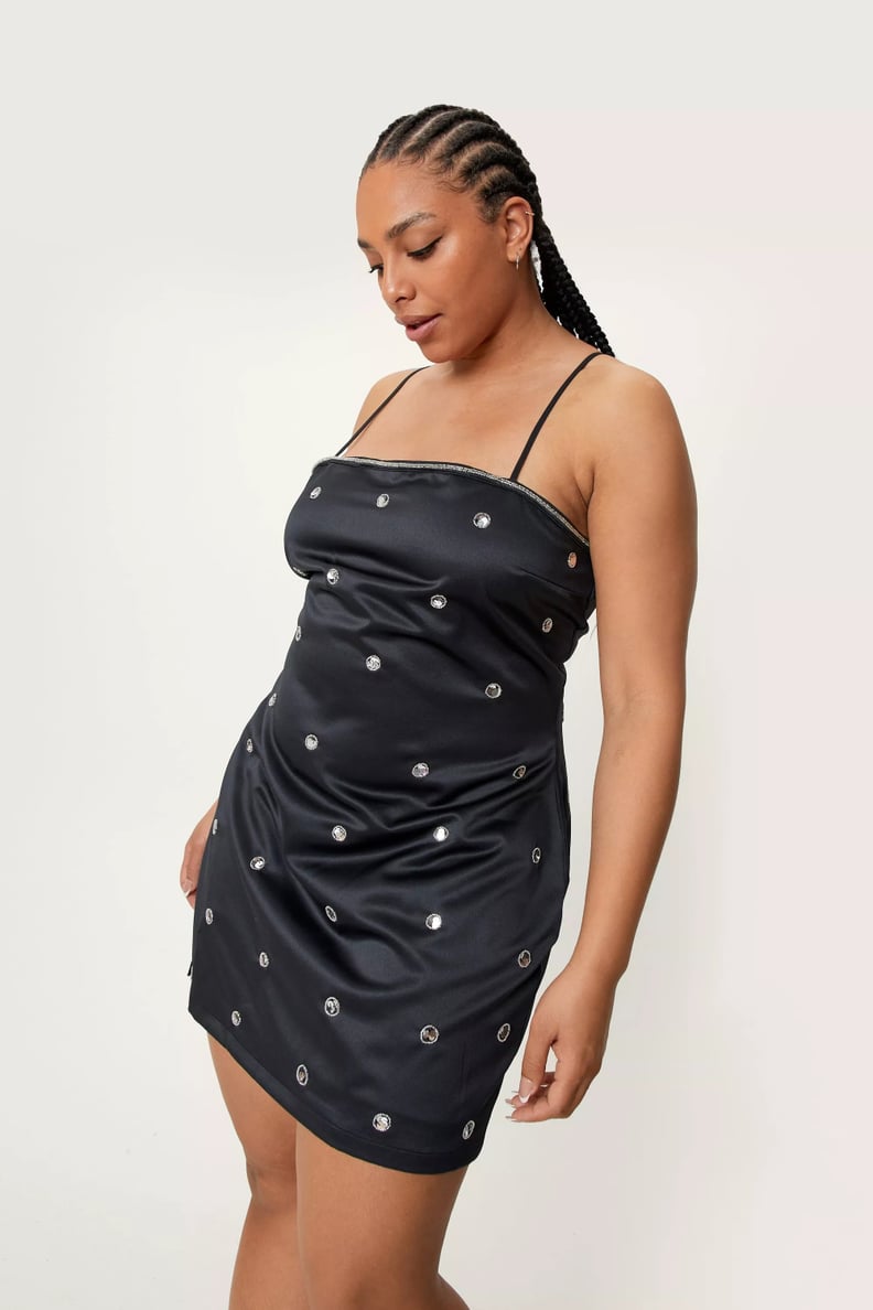 Nasty Gal Satin Circular Sequin Mini Dress