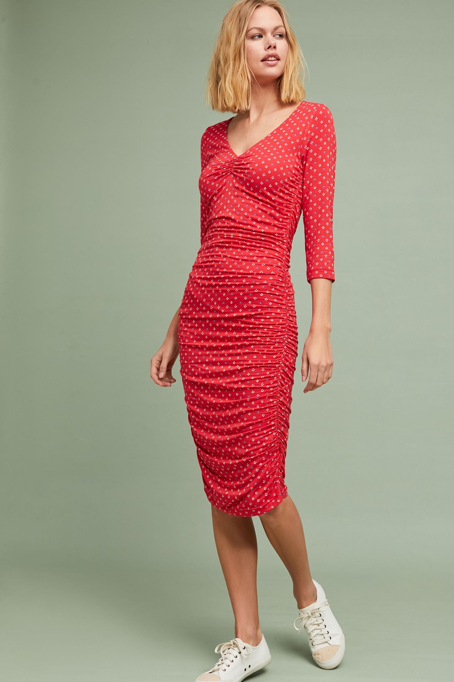 Anthropologie Medea Ruched Column Dress 