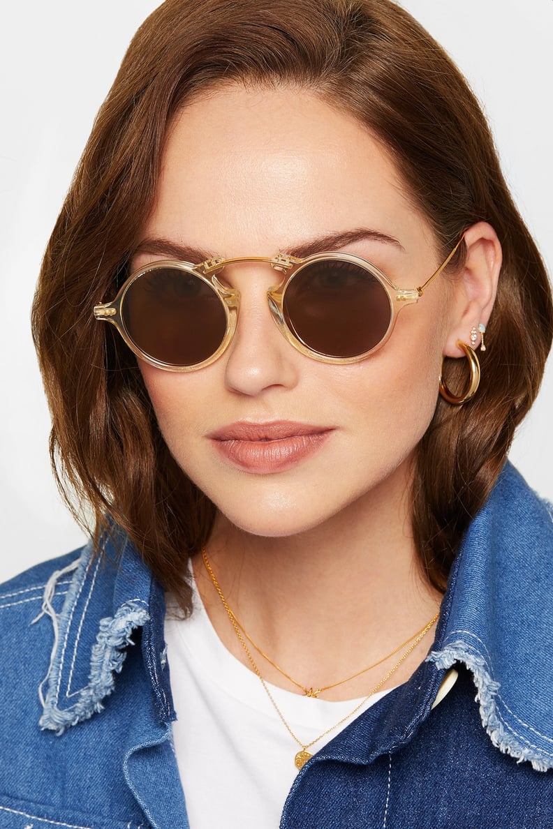 Illesteva Roma II Round Frame Acetate and Gold Tone Sunglasses