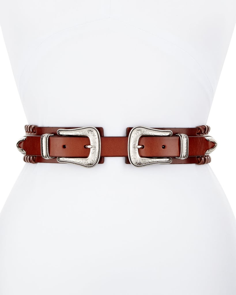 Rebecca Minkoff Whipstitched Double-Buckle Leather Belt | Jennifer ...