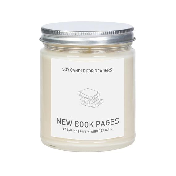 New Book Pages Literary Soy Candle