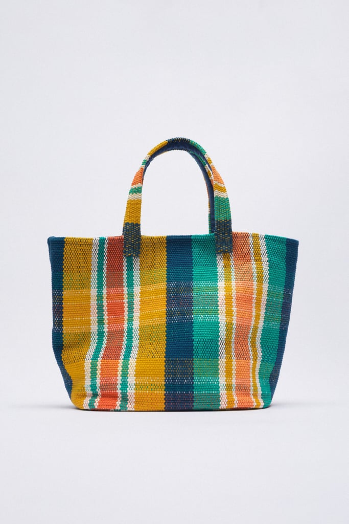 Zara Plaid Print Maxi Shopper