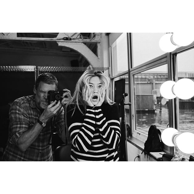 Gigi Hadid goofed around on the Victoria's Secret Pink set.
Source: Instagram user gigihadid