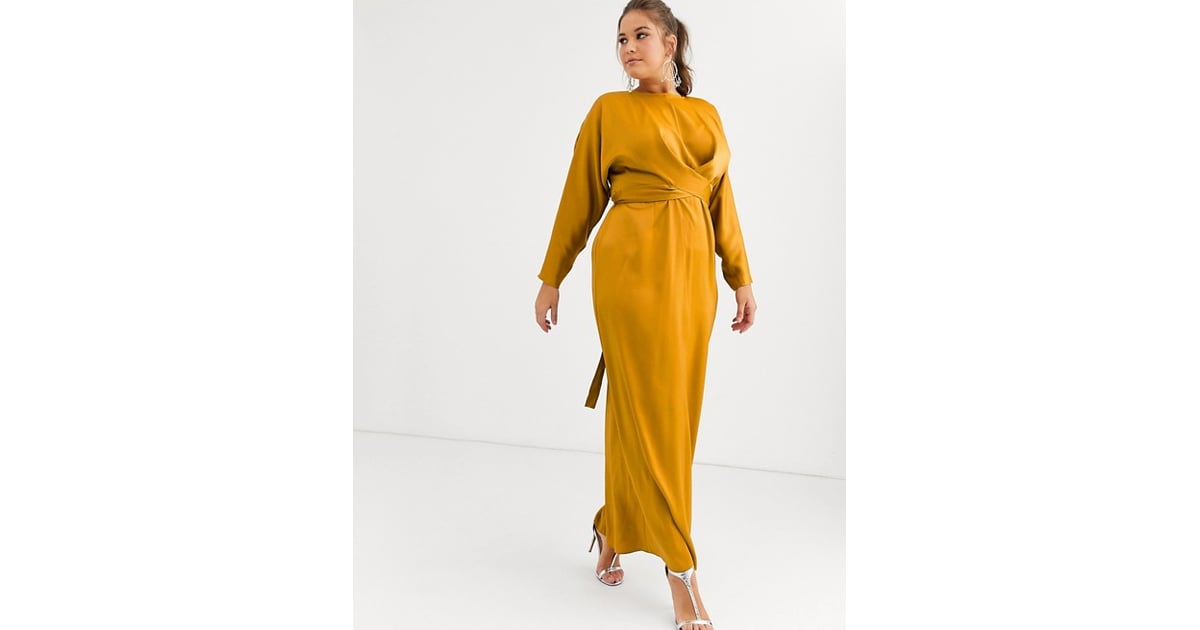 ASOS DESIGN Curve Maxi Dress With Batwing Sleeve And Wrap Waist | 40  Affordable Fall Wedding Guest Dresses Under $150 | POPSUGAR Fashion Photo 21