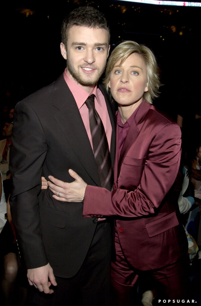 Justin and Ellen posed for a picture together while hanging out backstage at the Grammys in 2004.