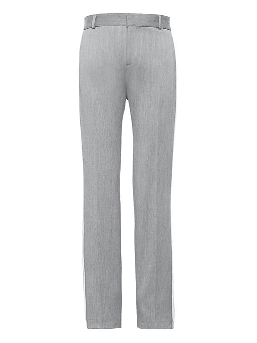 Avery Straight-Fit Herringbone Side-Stripe Ankle Pant