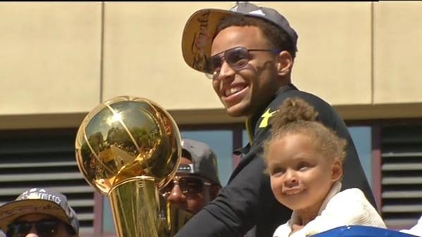 Steph Curry and His Family at Warriors Parade 2015