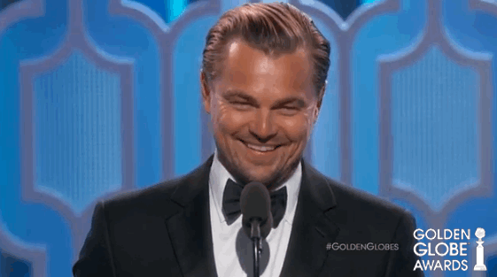And when Leo had this reaction to getting a standing ovation.