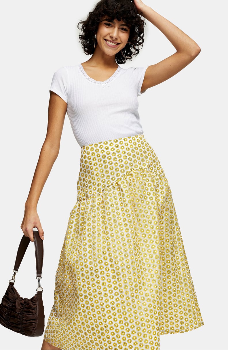 Topshop Daisy Organza Midi Skirt