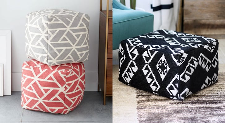 Buy it:  Trapezoid pouf ($119, originally $149) 
DIY it: All you need is one yard of fabric and a small budget to create your own, similar pouf that's just as eye-catching. 
Source: West Elm, Kristi Murphy