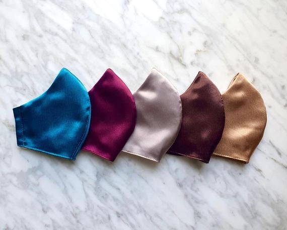 Reusable Satin Silk Face Masks with Filter Pocket