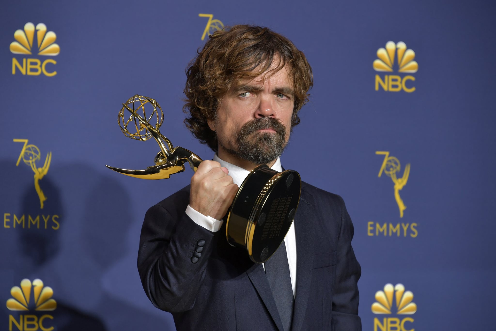 LOS ANGELES, CA - SEPTEMBER 17:   Peter Dinklage accepts the Outstanding Supporting Actor in a Drama Series award for 'Game of Thrones' during the 70th Emmy Awards on September 17, 2018 in Los Angeles, California.  (Photo by Neilson Barnard/FilmMagic)