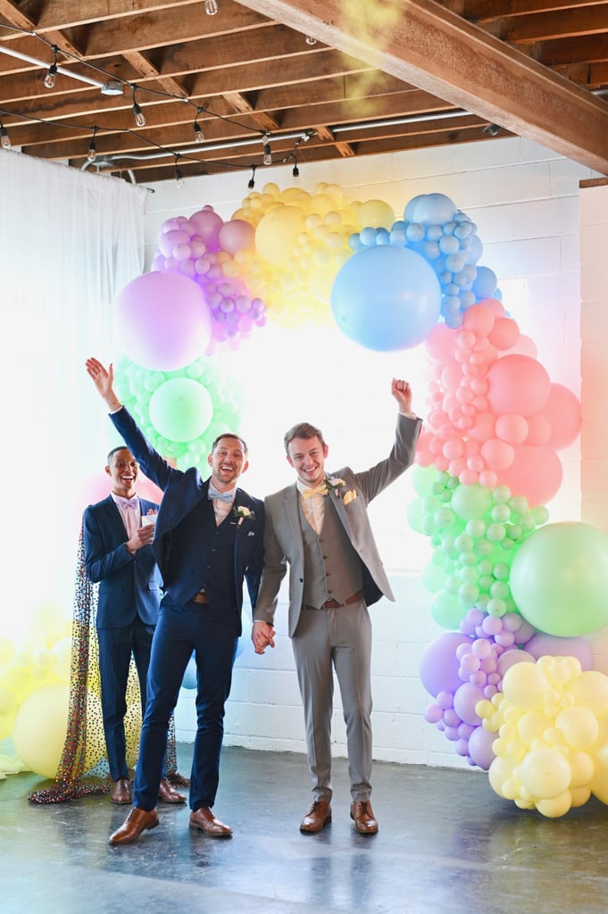 这五彩缤纷的彩色彩虹婚礼拍摄艳丽