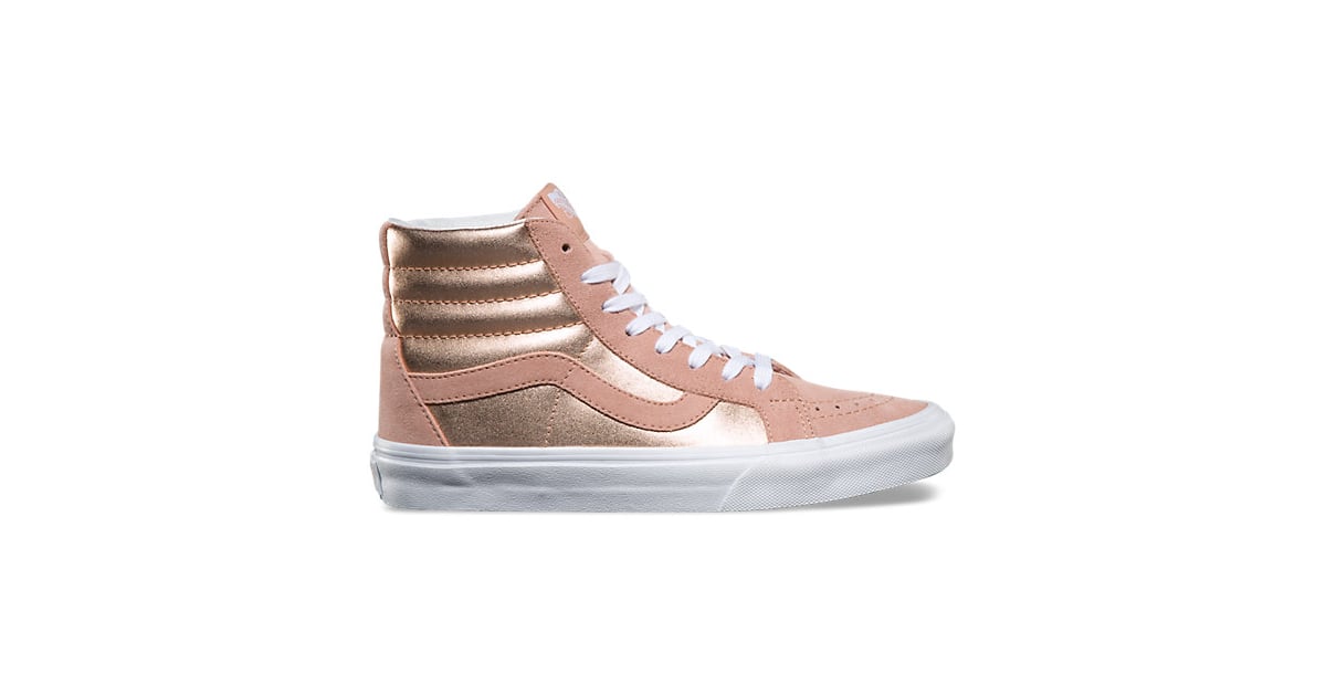 rose gold and white vans