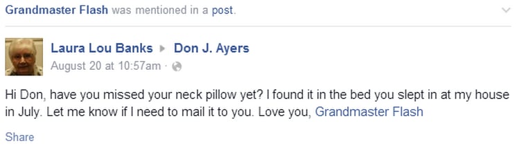 He's got your neck pillow.