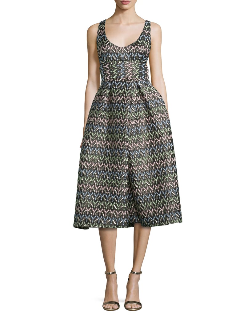 Milly Sleeveless Chevron Brocade Midi Dress ($795)
