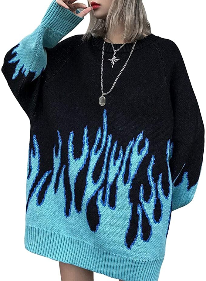 Edgy Graphics: Vamtac Flame Oversized Sweater