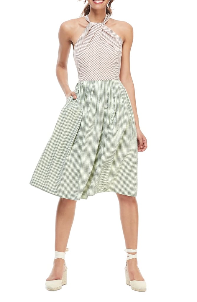 Gal Meets Glam Collection Alma Two-Colour Gingham Halter Neck Dress