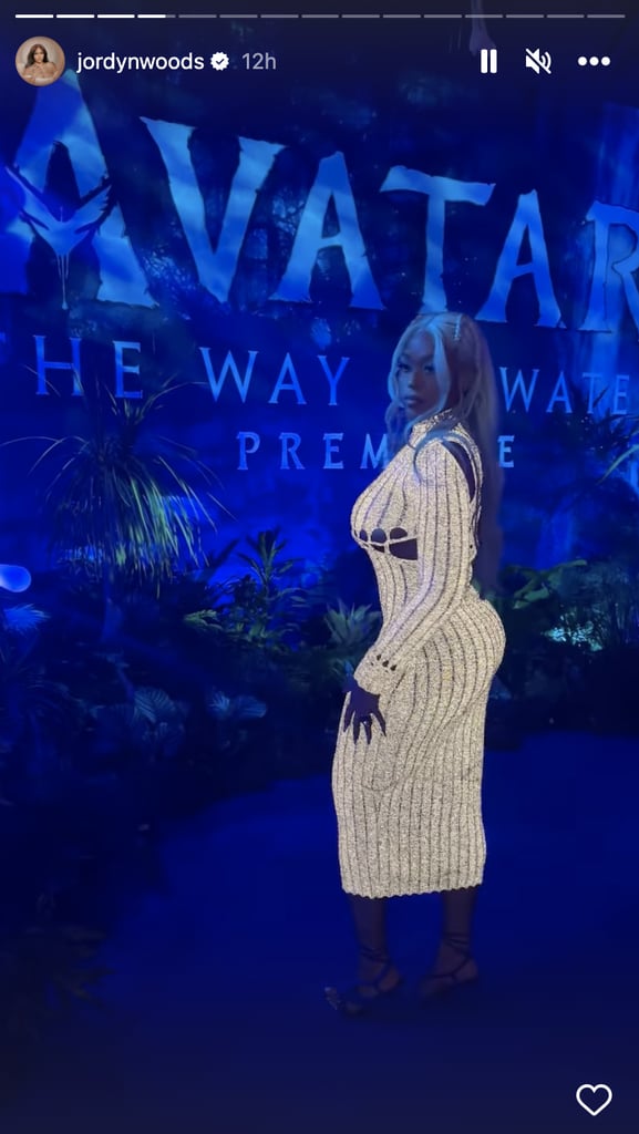Jordyn Woods Glow-in-the-Dark Dress at Avatar 2 Premiere