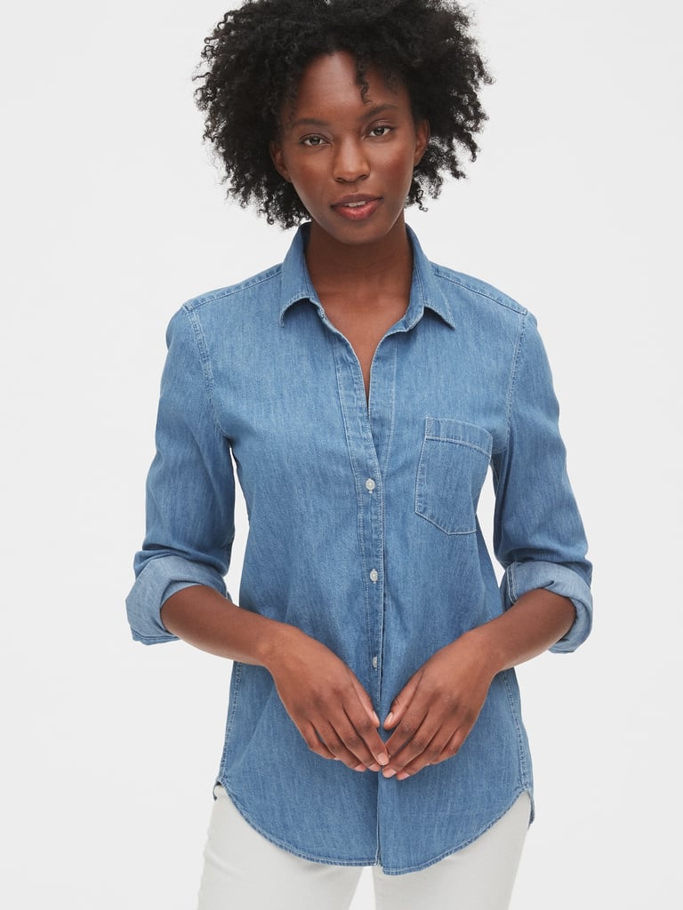 gap denim button down shirt