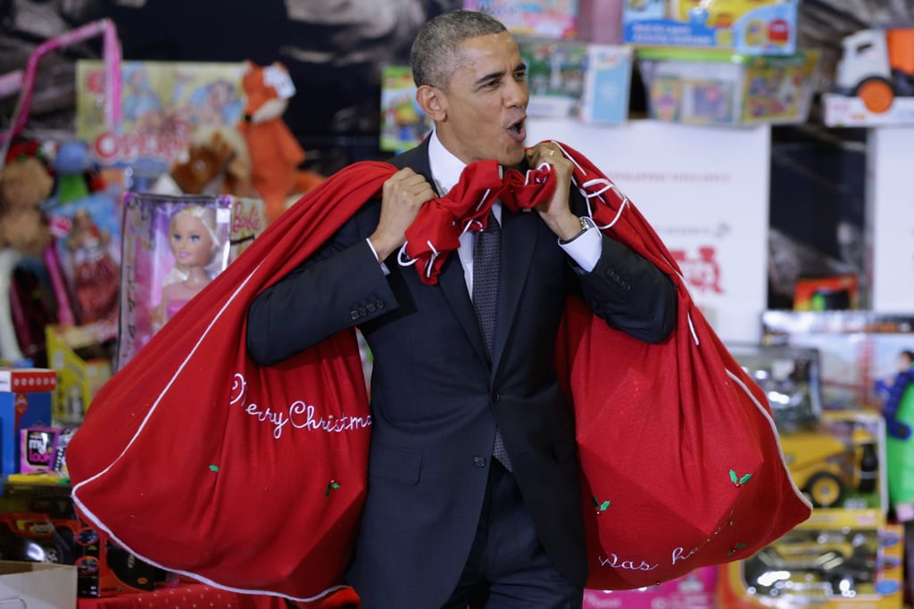Obamas at the Marine Corps Toys For Tots Event 2014