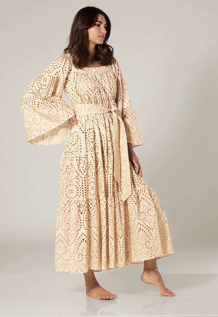 Lisa Marie Fernandez Peasant Natural Gold Eyelet Dress