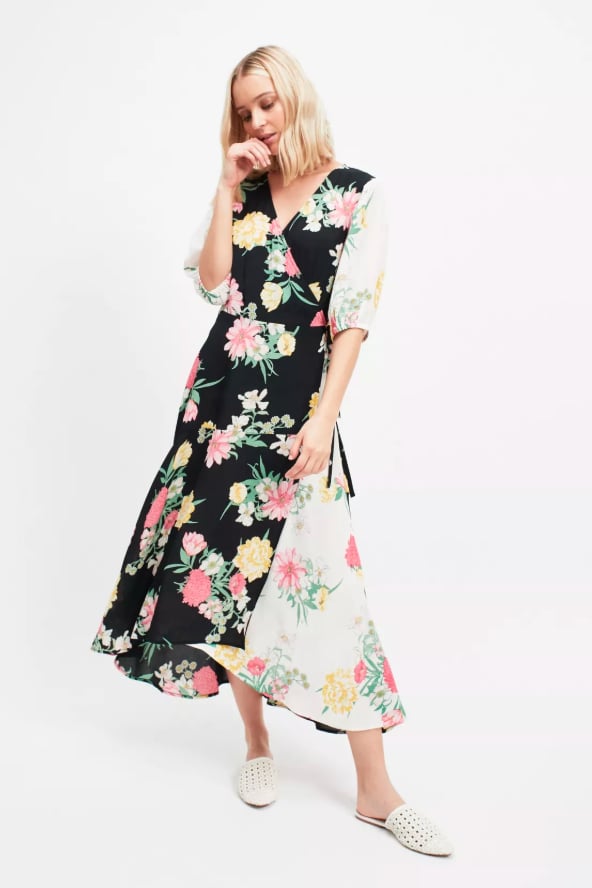 Miss Selfridge Mia Mixed Print Wrap Midi Dress