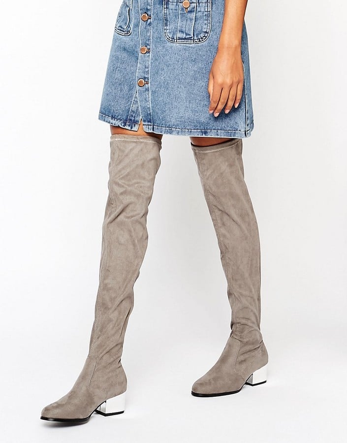 London rebel elastic flat over sale knee boot