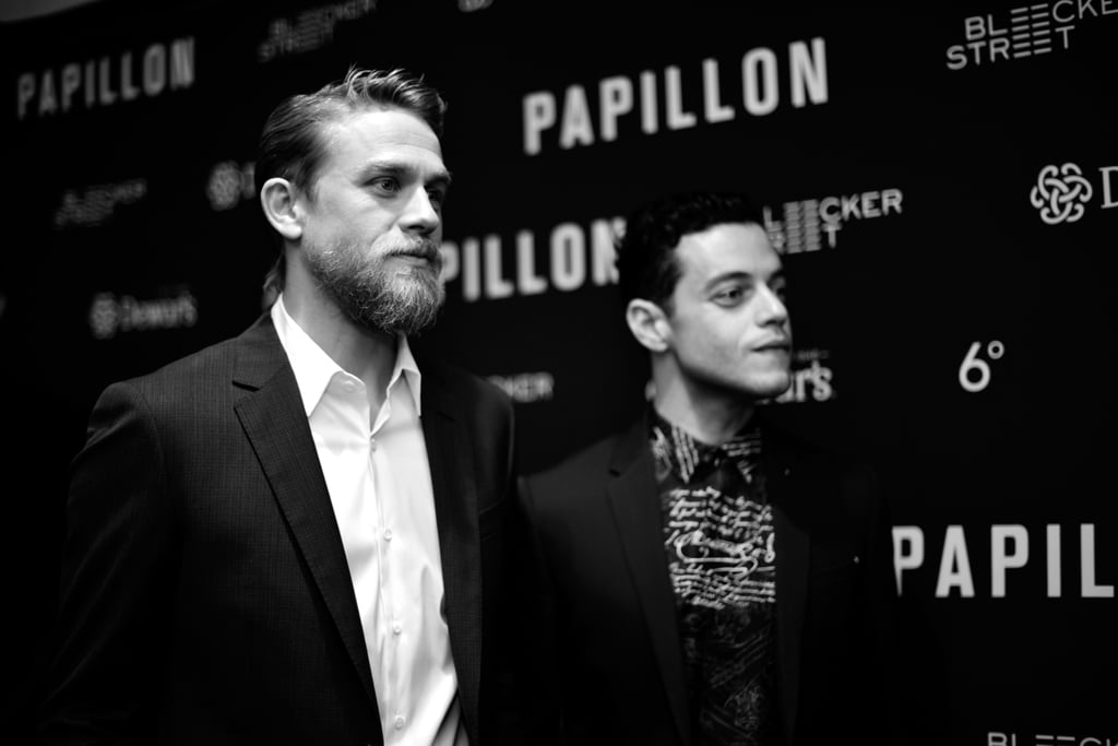 Charlie Hunnam and Rami Malek at Papillon Premiere Aug. 2018