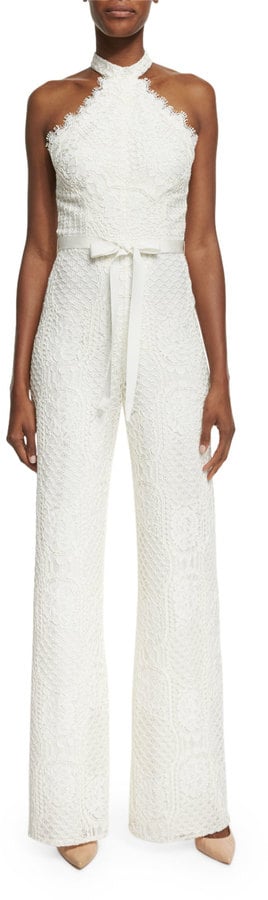 Alexis Maylina Sleeveless Grecian Lace Jumpsuit, Ivory ($656)