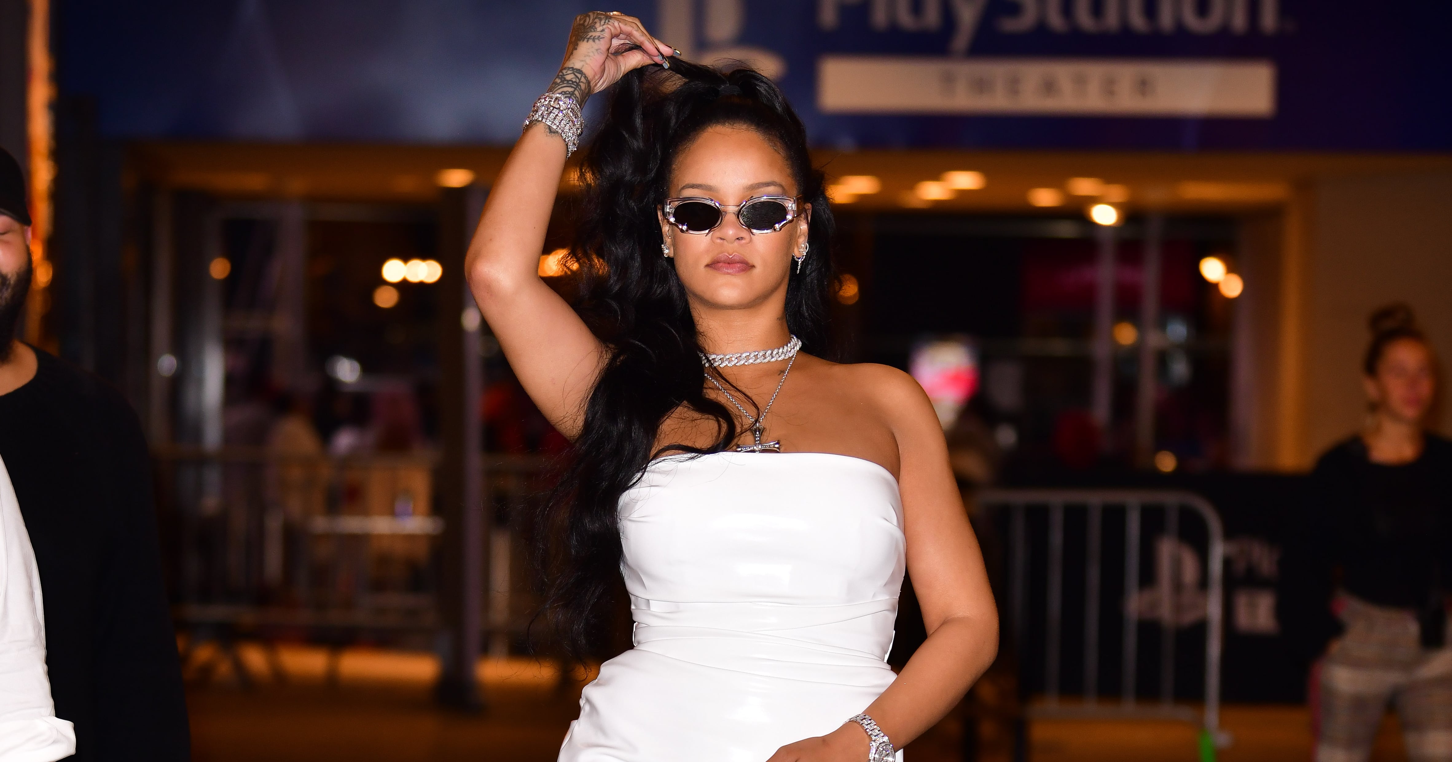 Rihanna Wore Her Sexy White Dress With Strappy Fenty Heels | PS Fashion