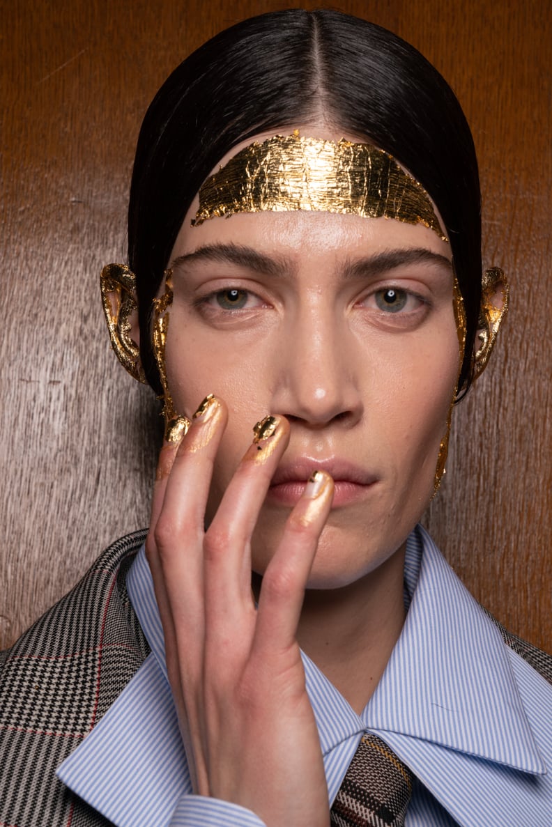 Gold-Leaf-Covered Faces at Preen by Thornton Bregazzi Fall 2020