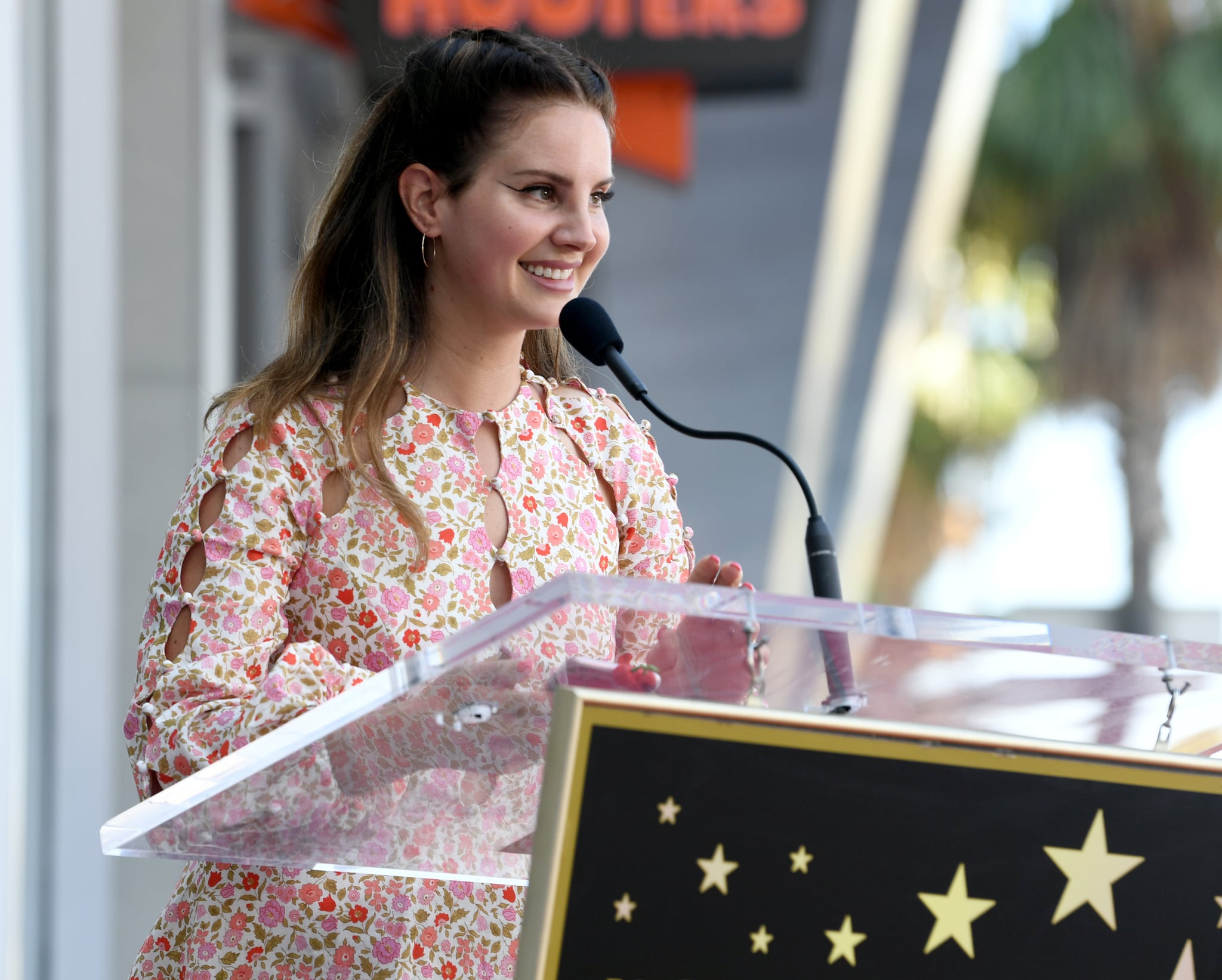 HOLLYWOOD, CALIFORNIA - AUGUST 06: Lana Del Rey appears at the Hollywood Walk of Fame ceremony honouring Guillermo del Toro on August 06, 2019 in Hollywood, California. (Photo by Kevin Winter/Getty Images)