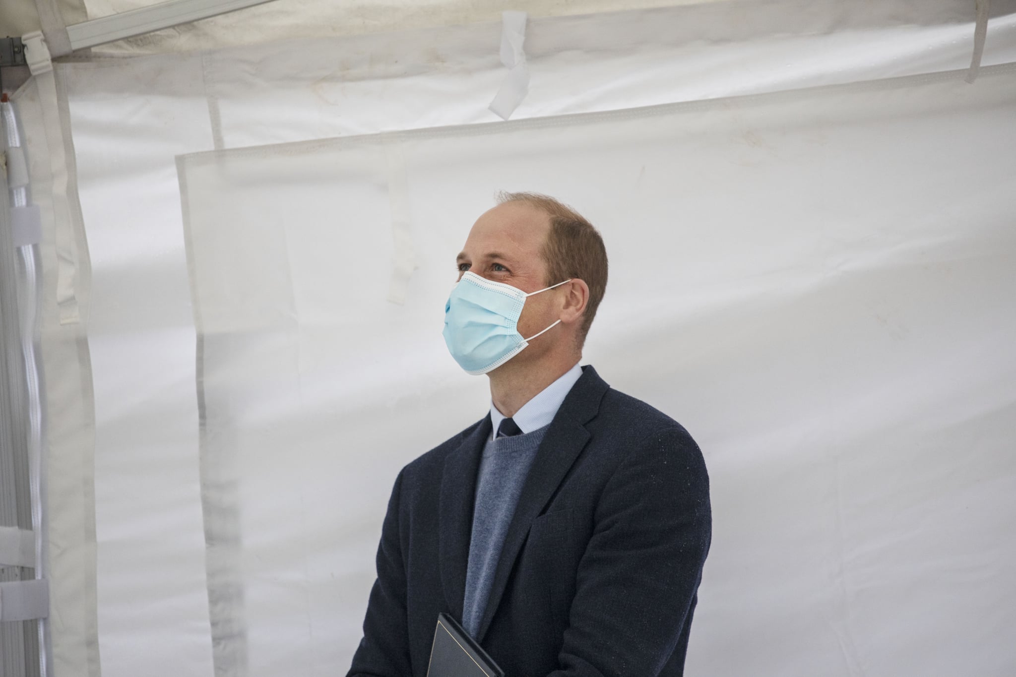 SUTTON, GREATER LONDON - OCTOBER 21:  Prince William, Duke of Cambridge speaks to staff and patients to mark the construction of the groundbreaking Oak cancer centre at Royal Marsden Hospital on October 21, 2020 in Sutton, Greater London. (Photo by Jack Hill -  WPA Pool/Getty Images)