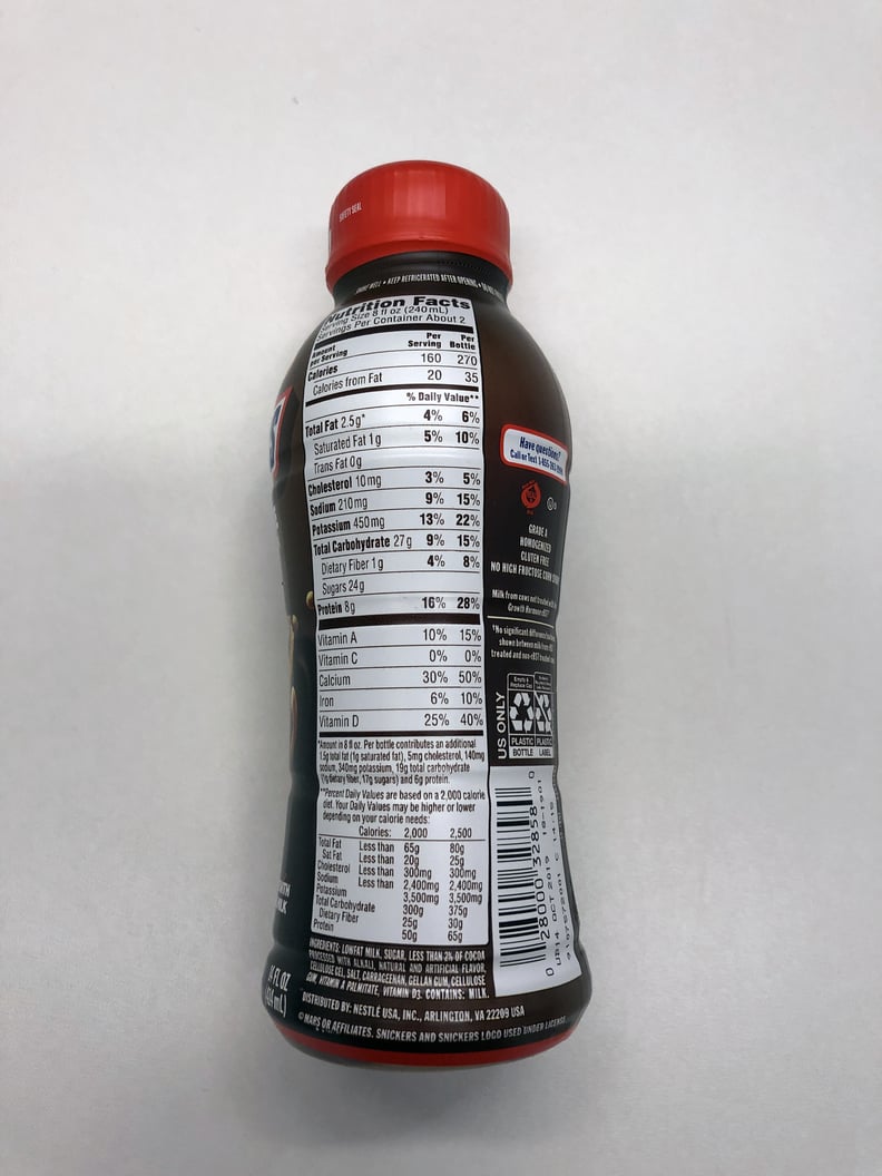 Nutrition Facts For an Entire Bottle of the Snickers Chocolate Milk