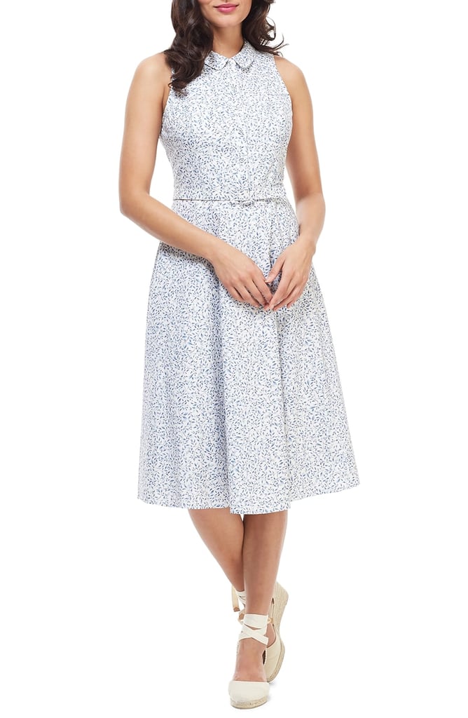 Gal Meets Glam Collection Rose Floral Button Up Fit & Flare Cotton Dress