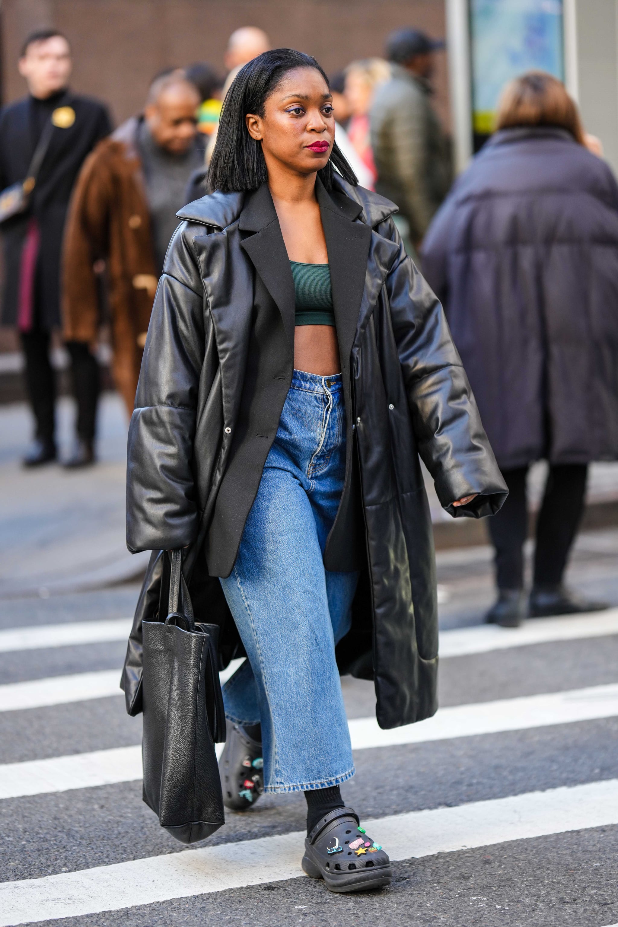 High-Waisted Cropped Jeans + Crocs + Bralette, 15 Outfit Ideas to Style  Crocs Like a Pro