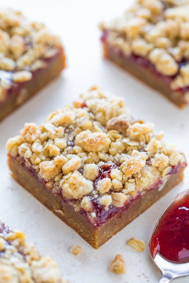 Peanut Butter and Jelly Crumble Bars