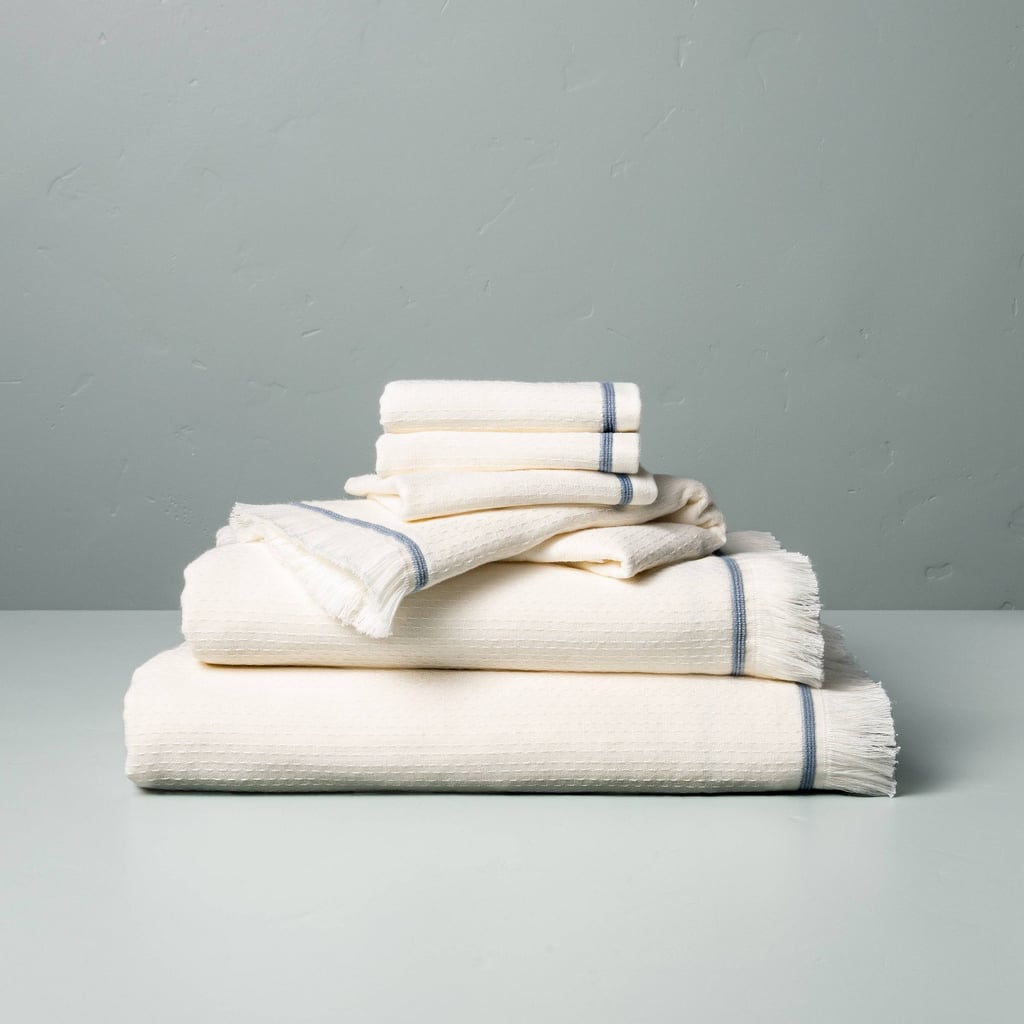 For the Bathroom: Hearth & Hand with Magnolia Textured Border Stitch Bath Towels