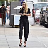 Even the Black T-Shirt You Sleep in Isn't Boring With Platform Pumps