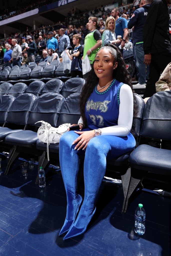 Jordyn Woods Wears Bedazzled #32 Jersey to Timberwolves Game