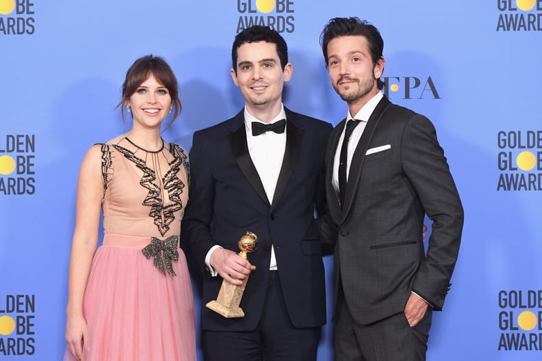 Diego Luna With Rogue One Costar Felicity Jones and La La Land Director Damien Chazelle
