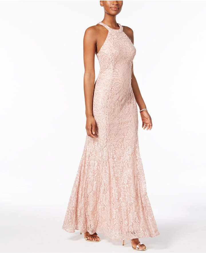 Night Way Nightway Sequined Lace Gown